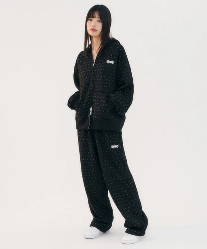 韓國 Ambler Ribbon And Bear Dot String Wide Sweatpants【AR030】