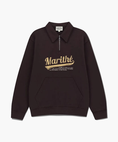 韓國 Marithe Francois Girbaud Baseball Logo Collar Half Zipup Sweatshirt【MF678】