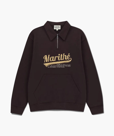 韓國 Marithe Francois Girbaud Baseball Logo Collar Half Zipup Sweatshirt【MF678】