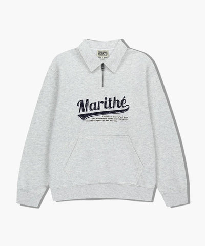 韓國 Marithe Francois Girbaud Baseball Logo Collar Half Zipup Sweatshirt【MF678】