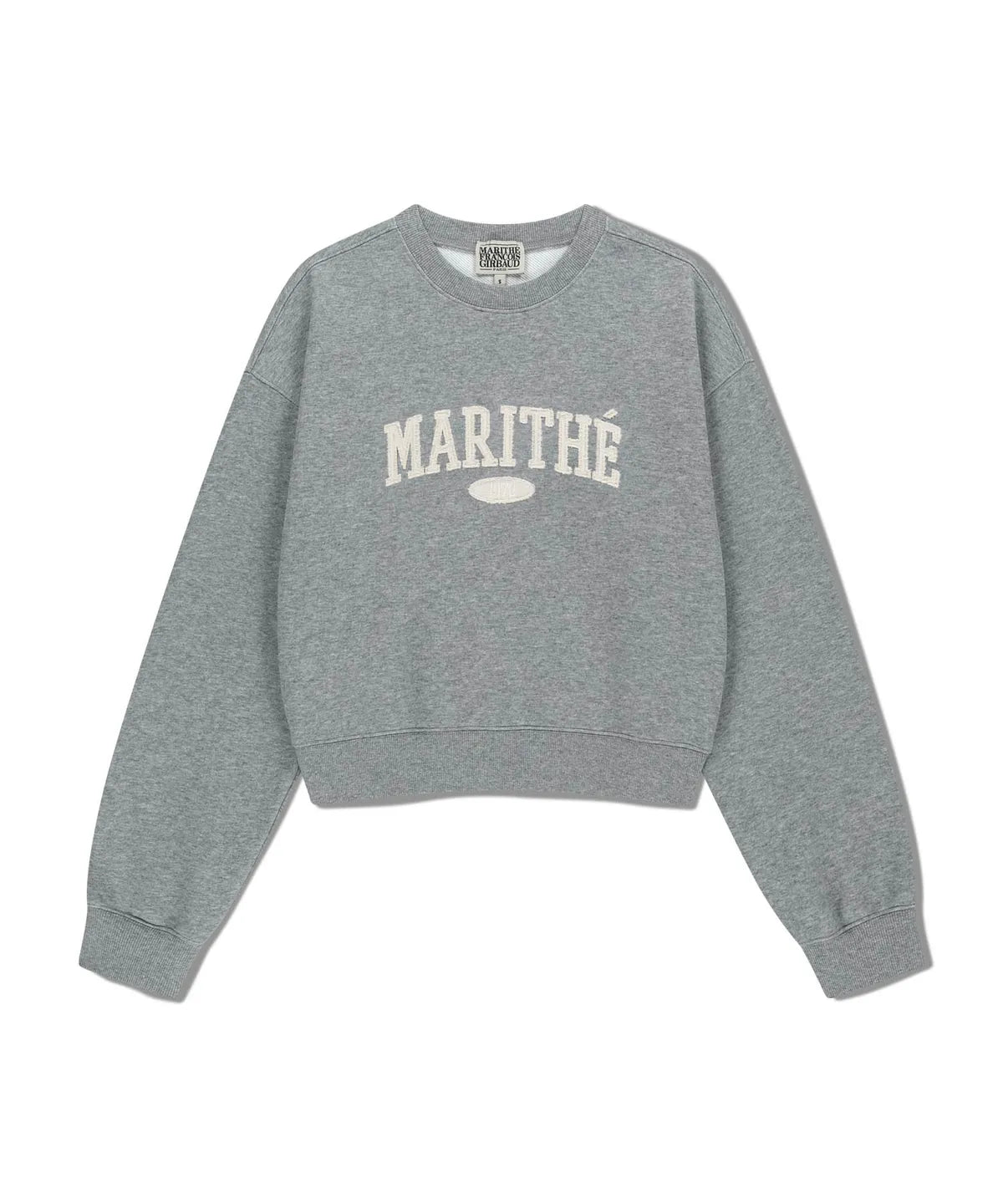 韓國 Marithe Francois Girbaud W Raw Edge Applique Logo Crop Sweatshirt【MF667】
