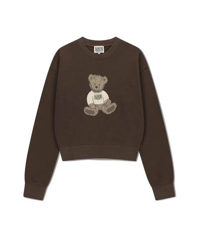 韓國 Marithe Francois Girbaud W Doodle Bear Crop Sweatshirt【MF656】