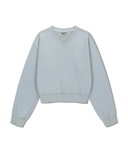 韓國 Marithe Francois Girbaud W Circle Logo V Neck Crop Sweatshirt【MF688】