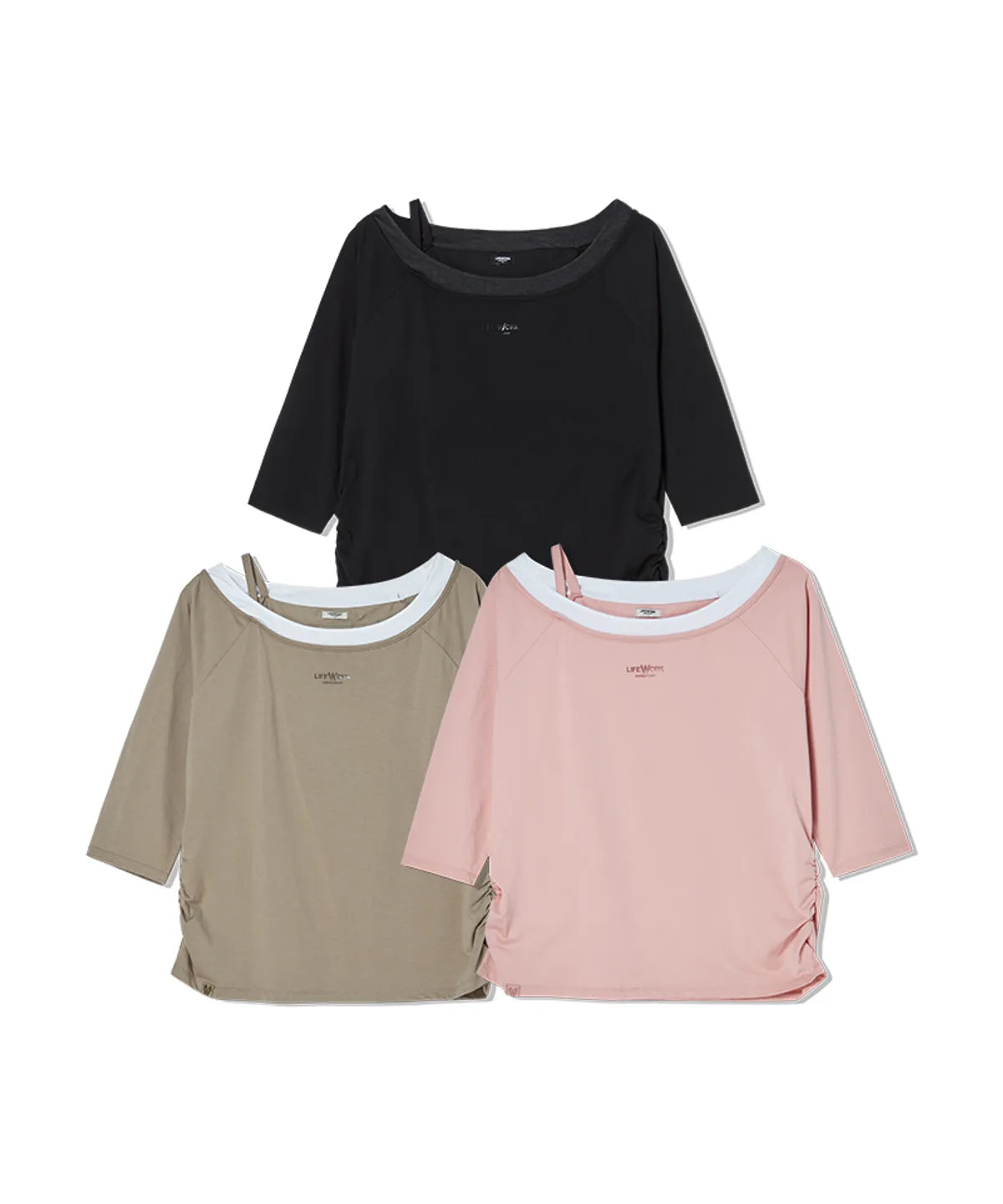 韓國 Lifework Women's Boat Neck Layered 3/4 Sleeve T-Shirt【SC149】