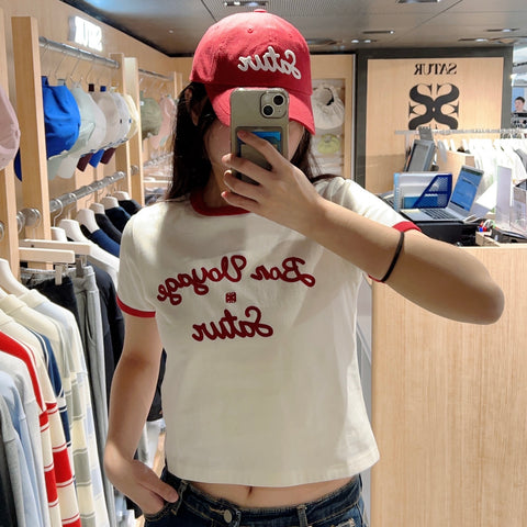 韓國 Satur Bon Voyage Ringer T-Shirt【SR092】