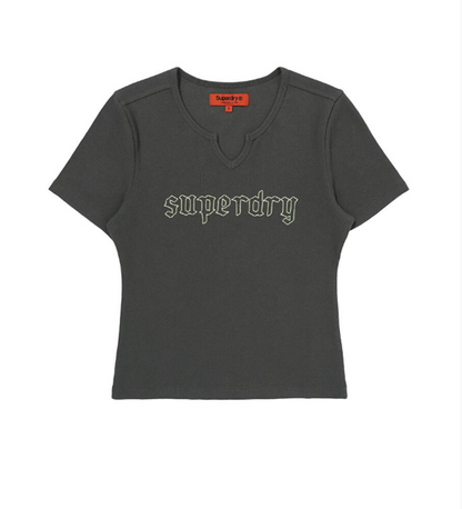 韓國 Superdry Hole Neck Ribbed T-Shirt【SU036】