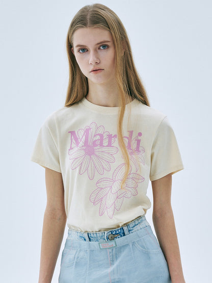 韓國 Mardi Mercredi SLIM TSHIRT TRIPLE FLOWER【MM140】