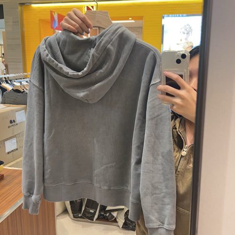韓國 Wacky Willy Women's Pigment-Washed Applique Hooded Zip-up【WW024】