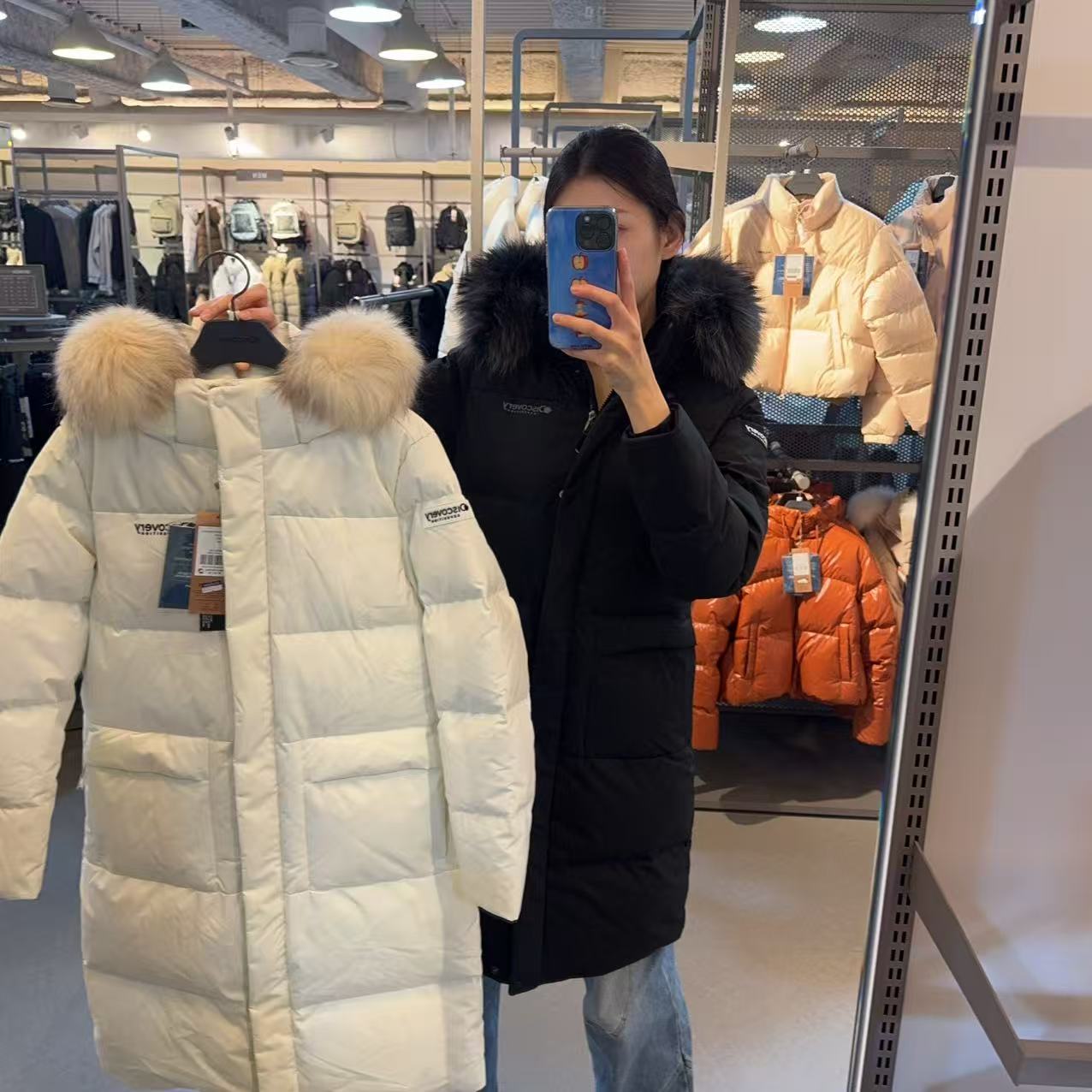 韓國 Discovery Women's Goose Down Long Padding Padded Long Down Fin Raccoon Fur Jacket (鵝絨)【DY197】