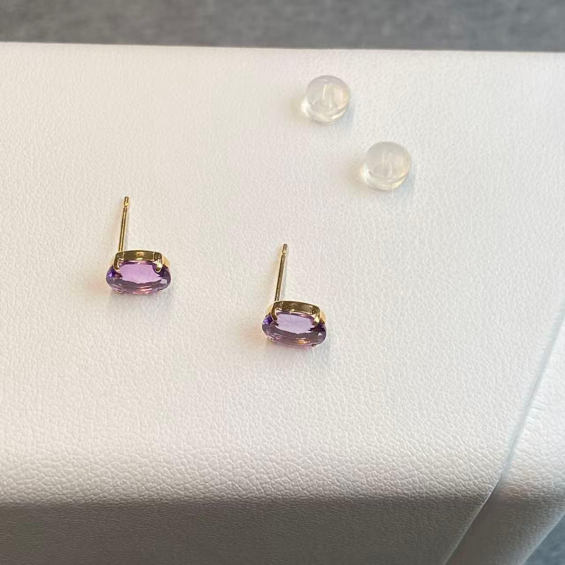 日本直送 薰衣草紫晶18K金耳钉【JS358】