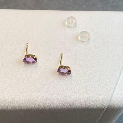 日本直送 薰衣草紫晶18K金耳钉【JS358】