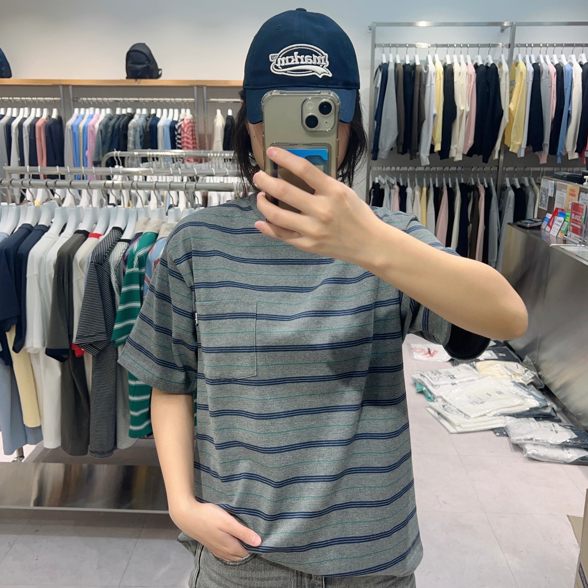 韓國 Markm STRIPE POCKET T-SHIRT【MA138】