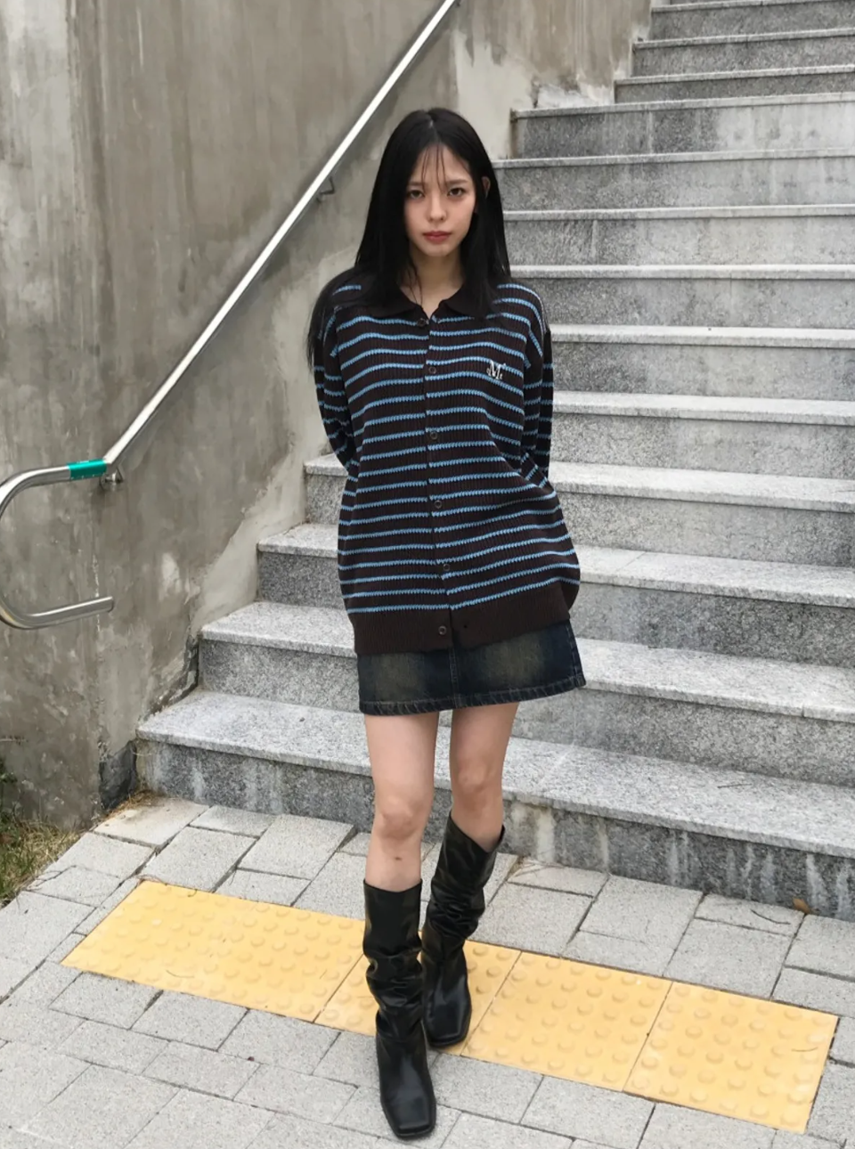 韓國 Mucent Tours Stripe Knit Cardigan【MU187】