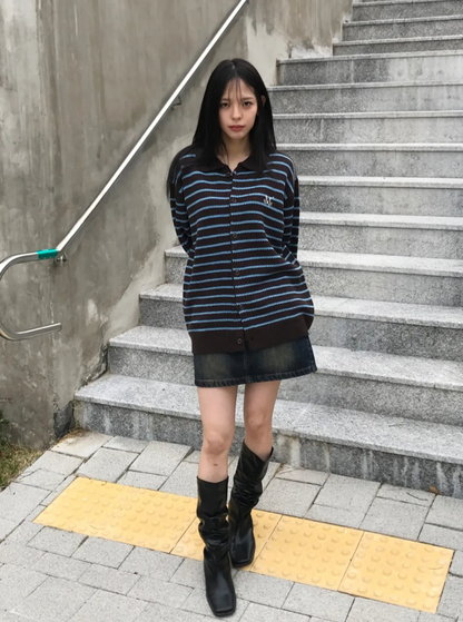 韓國 Mucent Tours Stripe Knit Cardigan【MU187】