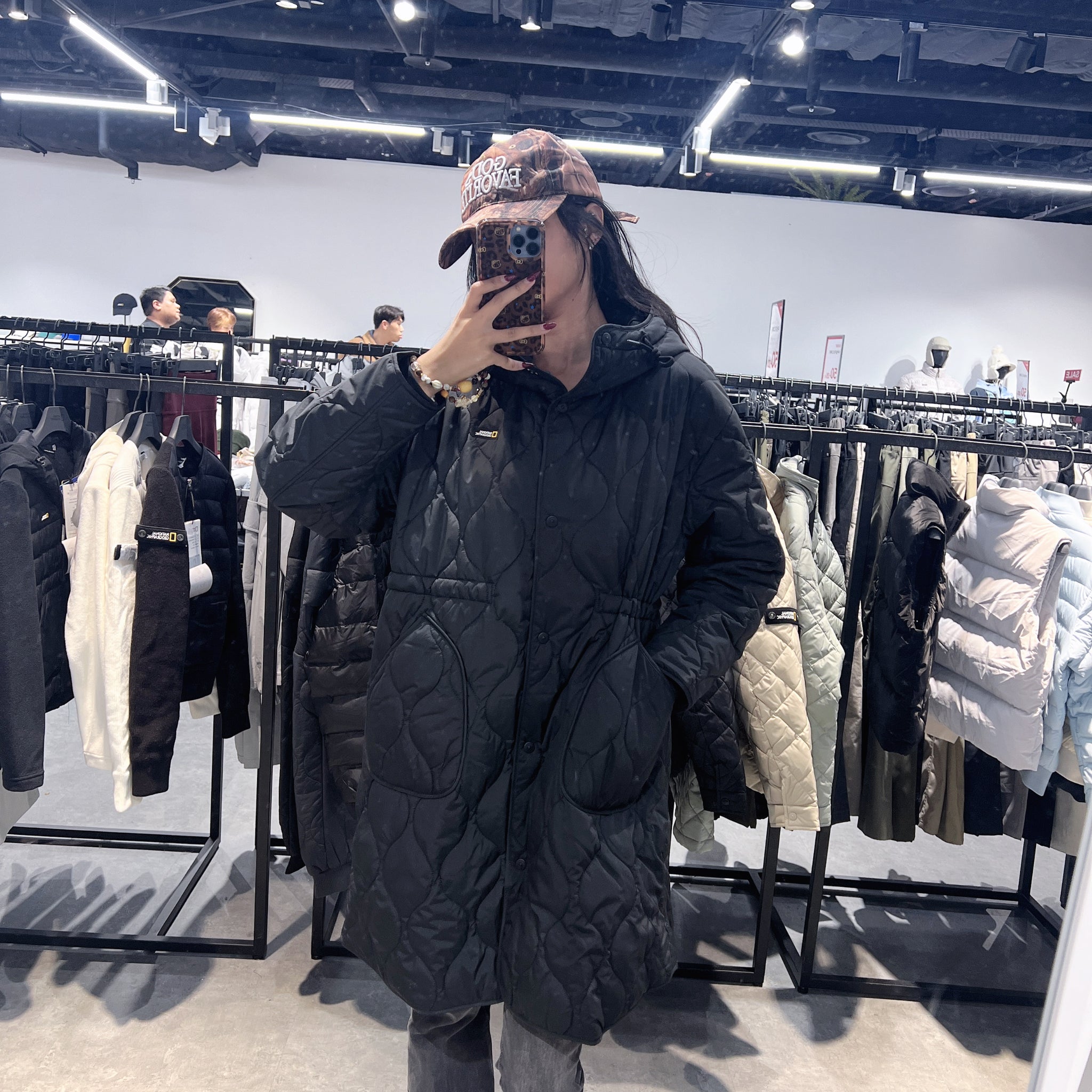 韓國 National Geographic Women's Elk Hooded Padded Long Jumper【NG073】