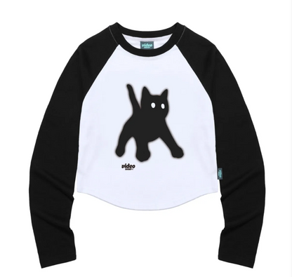 韓國 Video Jockey KITTYKITTY BANGBANG CROP RAGLAN LS T-SHIRTS【VJ004】
