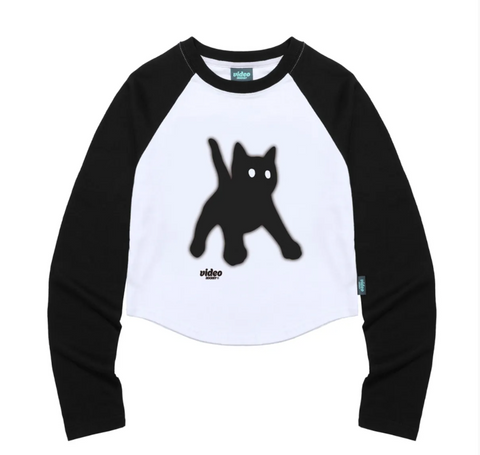 韓國 Video Jockey KITTYKITTY BANGBANG CROP RAGLAN LS T-SHIRTS【VJ004】