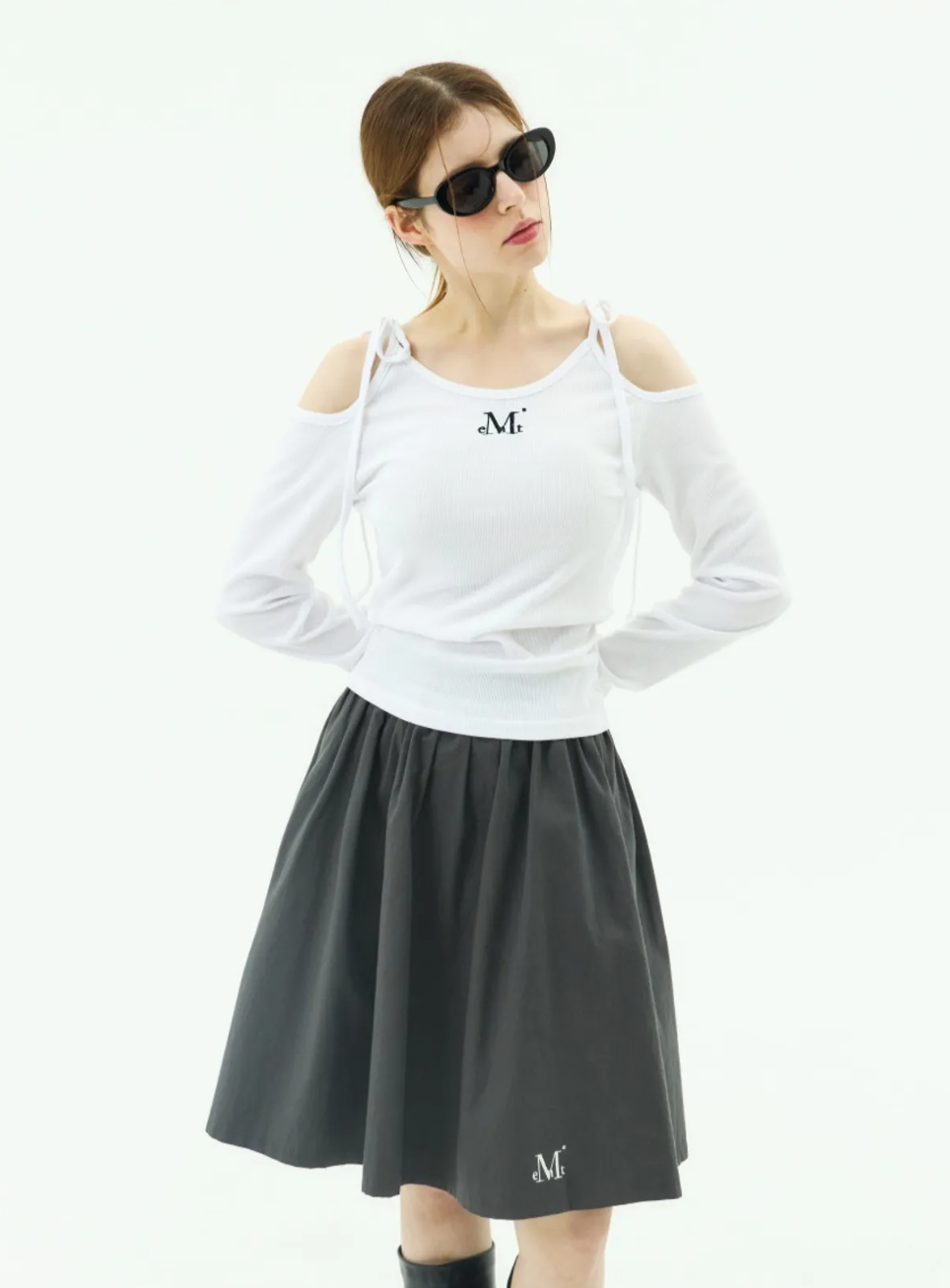 韓國 Mucent Neki Ribbon Off Shoulder T【MU180】