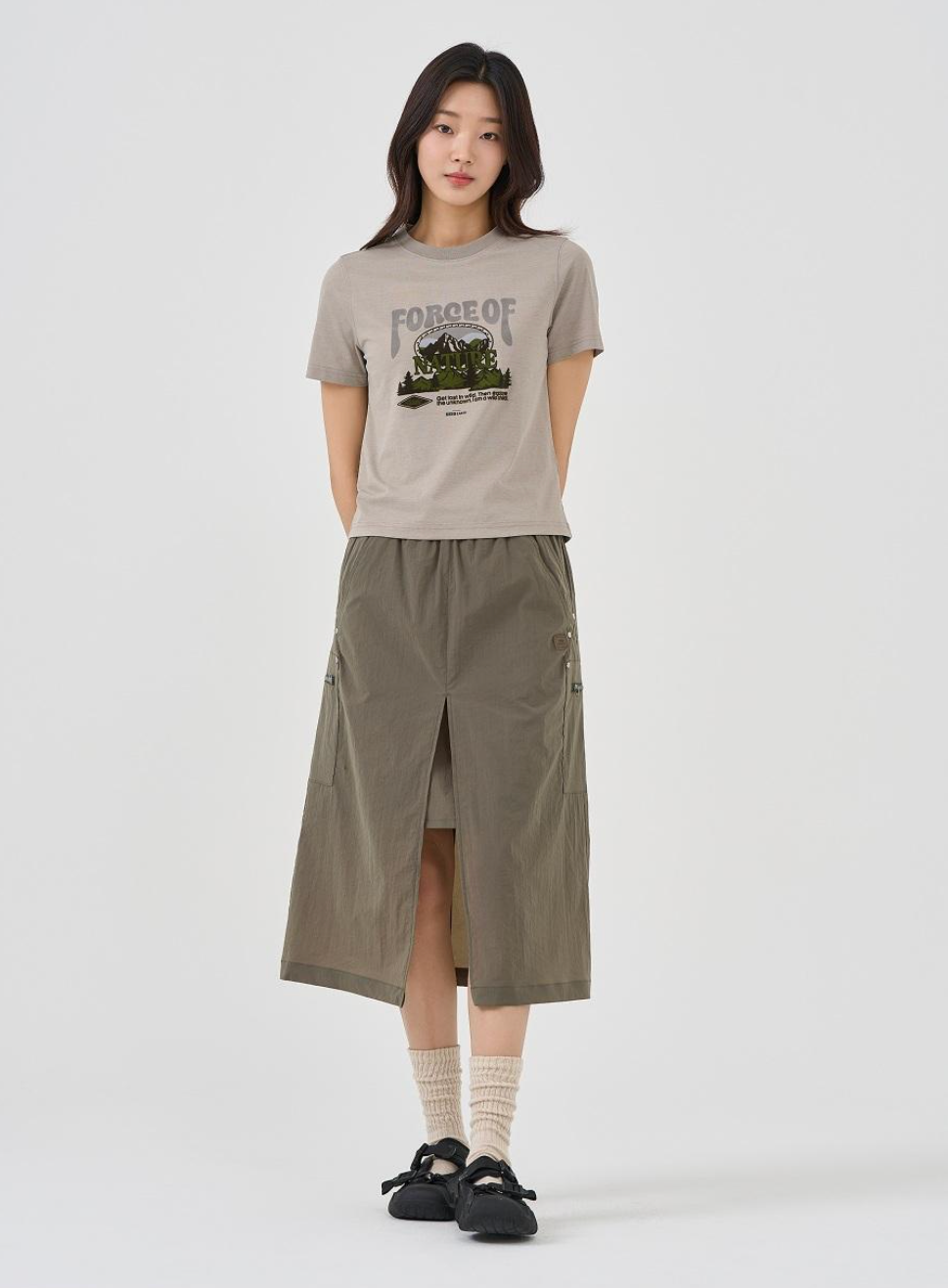 韓國 BBC W Layered Front Slit Skirt【BC123】
