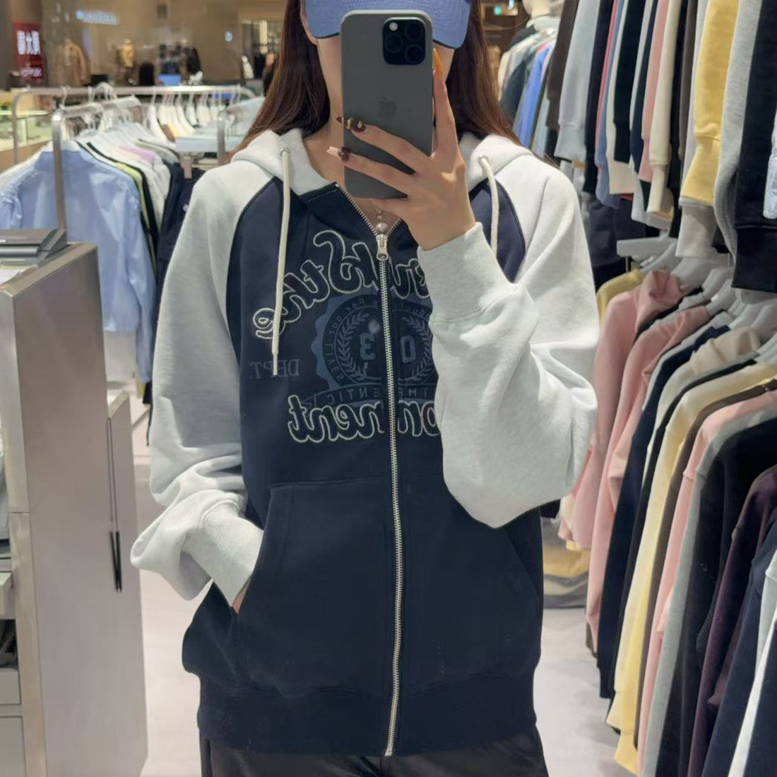 韓國 Markm COLOR BLOCK RAGLAN HOODIE ZIP-UP【MA099】