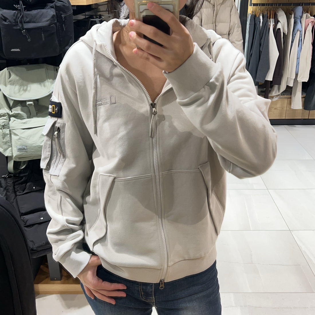 韓國 National Geographic Sullian Sleeve Pocket Training Hoodie【NG307】