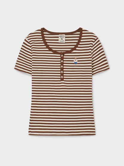 韓國 WhoAU Steve Ribbed Henry Neck T-shirt【WA269】