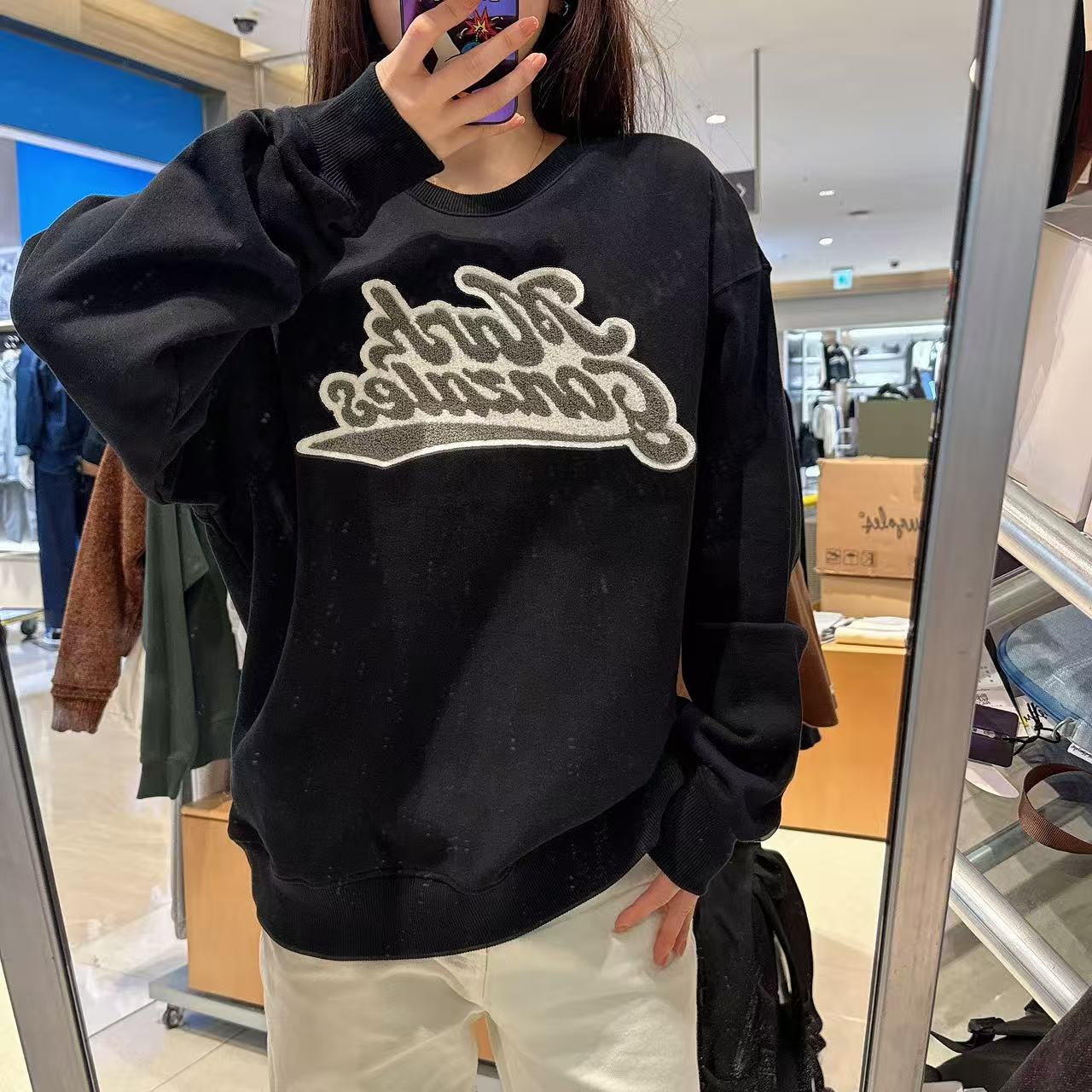 韓國 Mark Gonzales Typo Boucle Embroidery Sweatshirt【MG194】