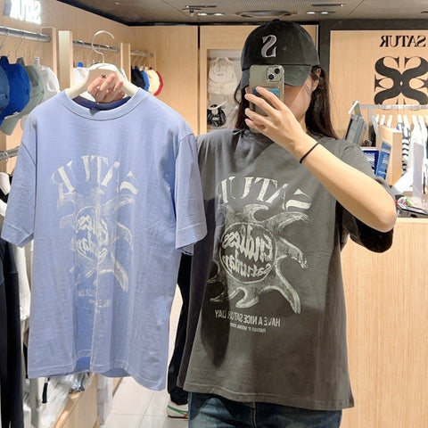 韓國 Satur Sun Retro Graphic T-Shirt【SR103】
