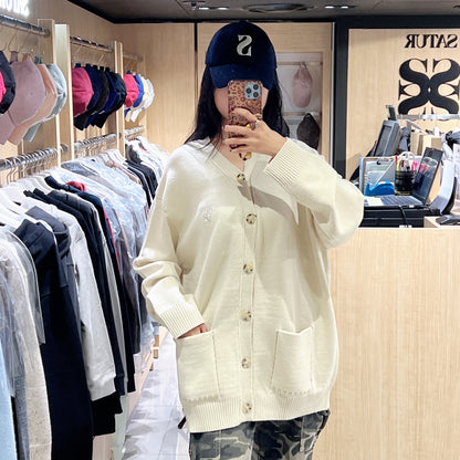 韓國 Satur Outline Basic V-Neck Cardigan【SR241】