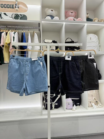 韓國 SPAO Women's Denim Banding Shorts【SP104】
