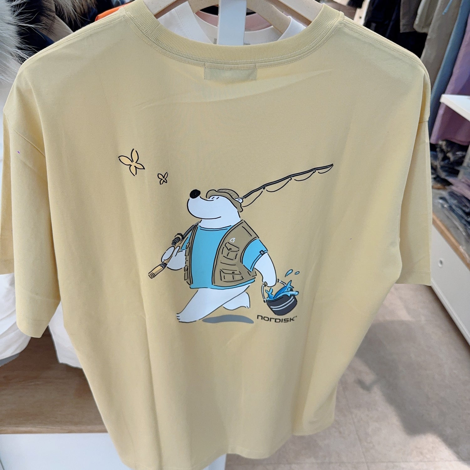 韓國 Nordisk Uni Fishing Cartoon Polar Bear Back Short Sleeve T-Shirt 【NK033】