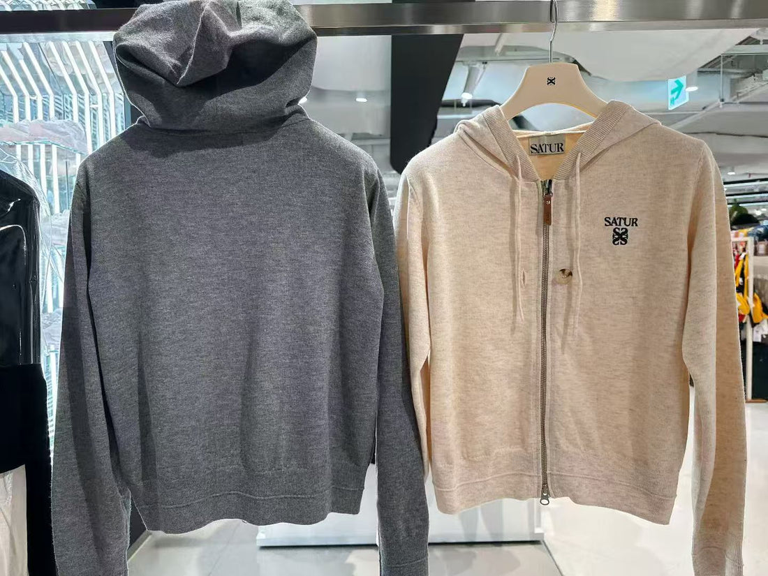 韓國 Satur (W) Classic Knit Hooded Zip-Up【SR138】