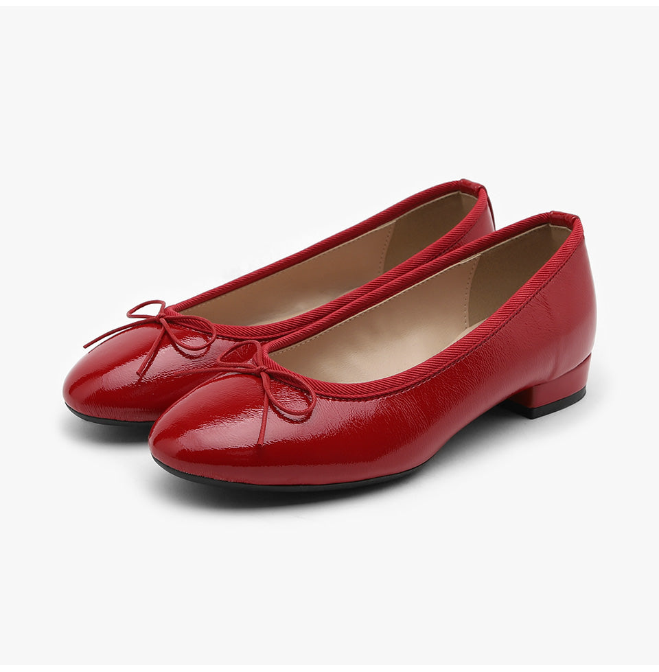 韓國 Sappun Lovely Enamel Ribbon Flats (2cm)【AU033】