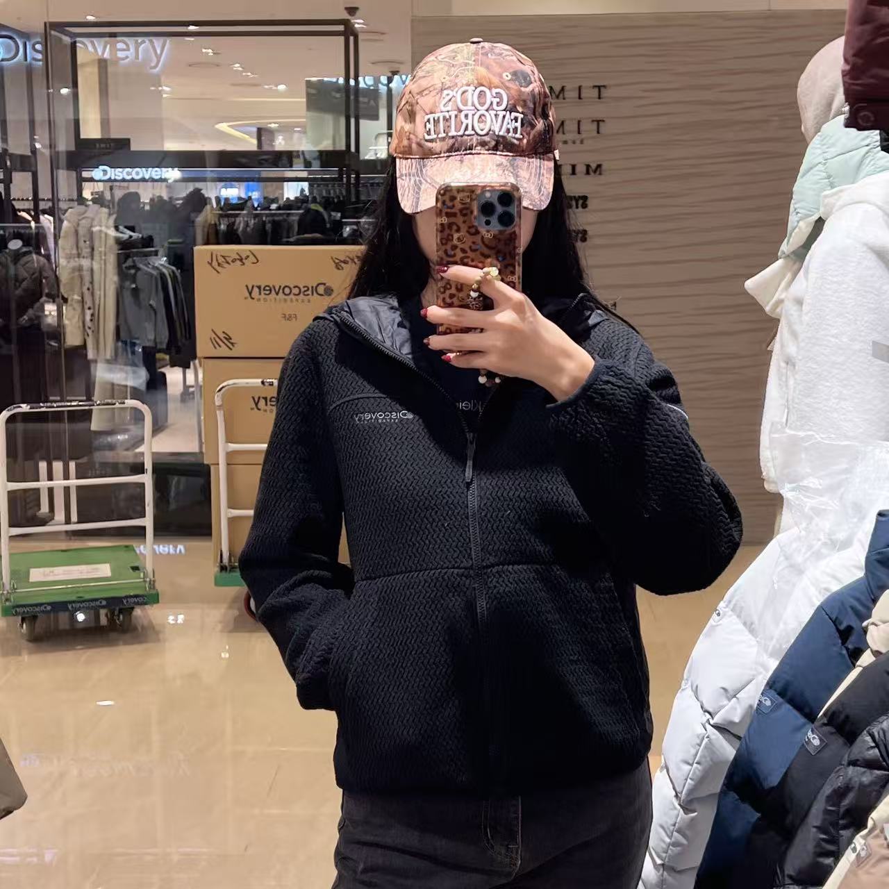 韓國 Discovery Women's Jacquard Fleece Hooded Jacket【DY075】