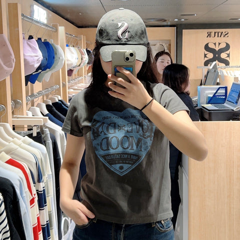 韓國 Satur Saturday Retro Mood Graphic T-Shirt【SR102】