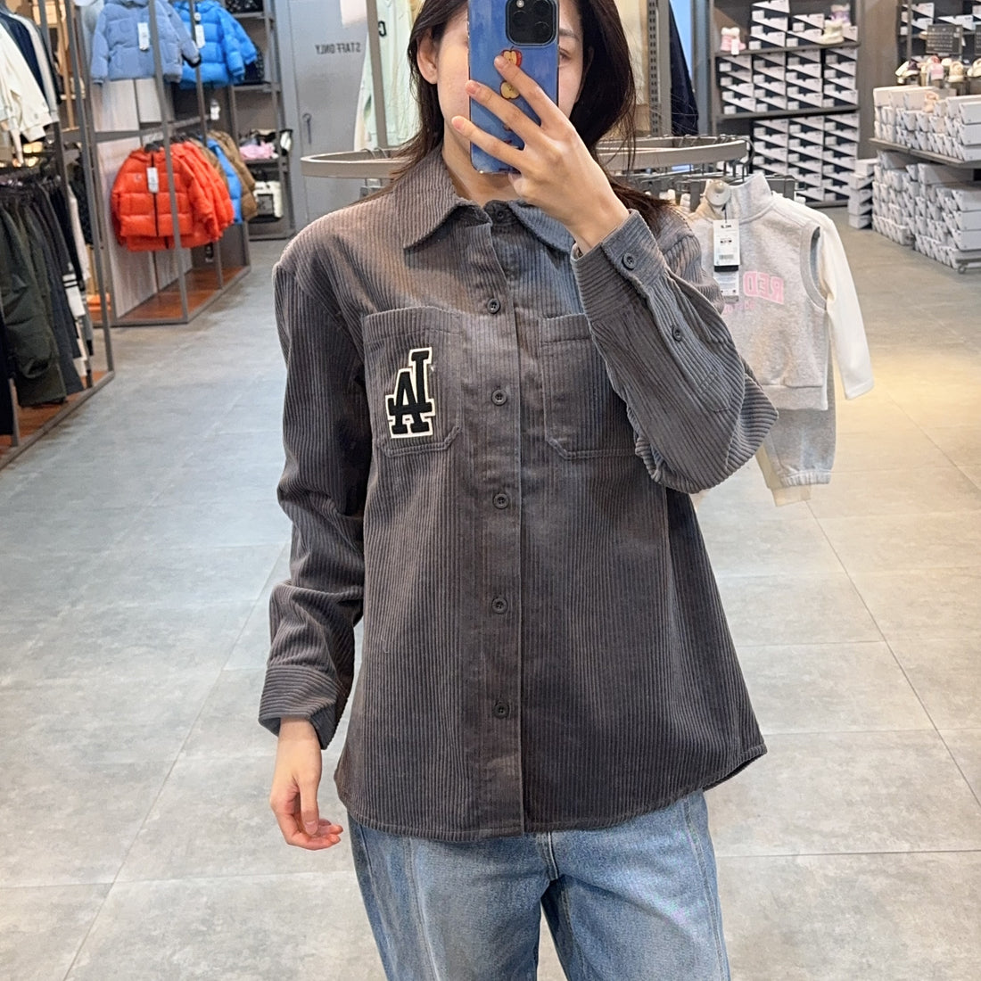 韓國 MLB Basic Medium Logo Corduroy Overfit Shirt【MB035】