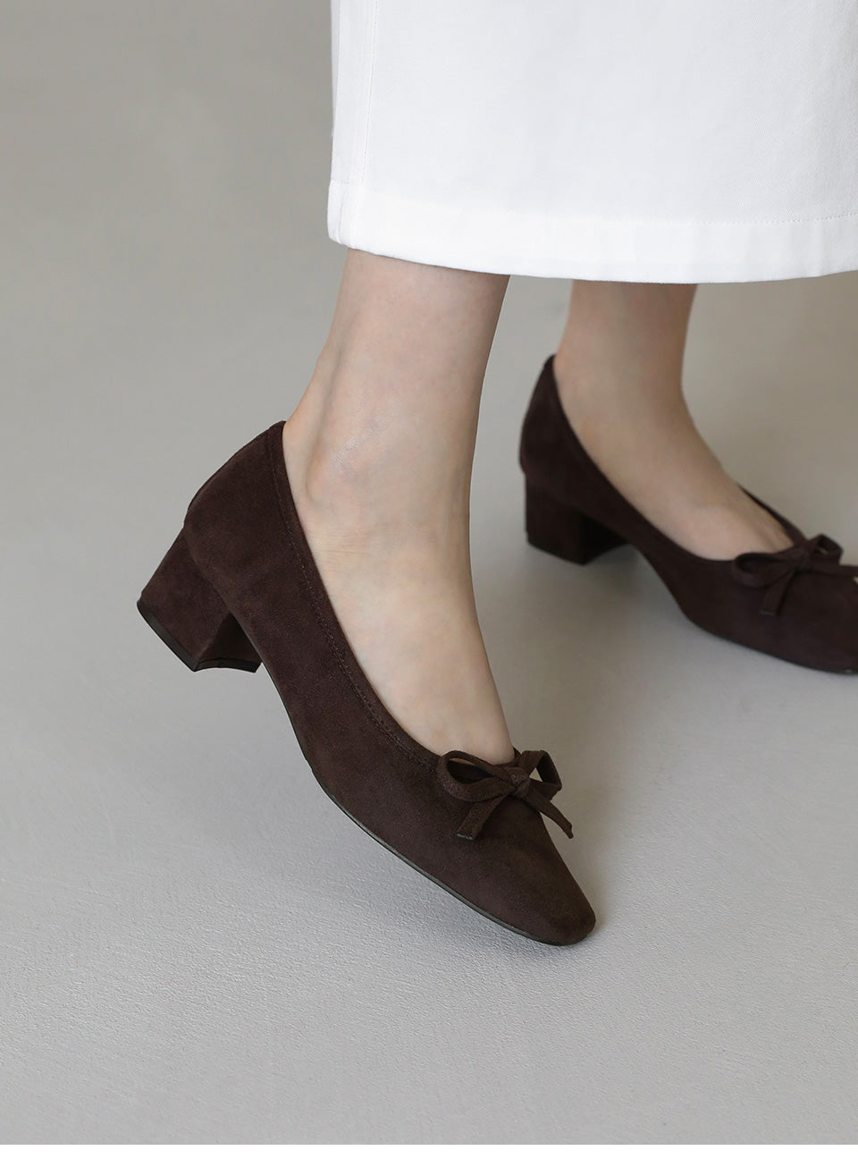 韓國 Sappun Owena Square Ribbon Pumps Heel (4cm)【AU023】