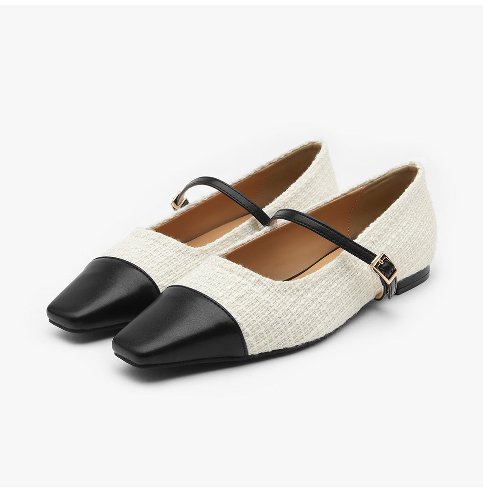 韓國 Sappun Lowell's Tweed Mary Jane Flats (1cm)【AU027】
