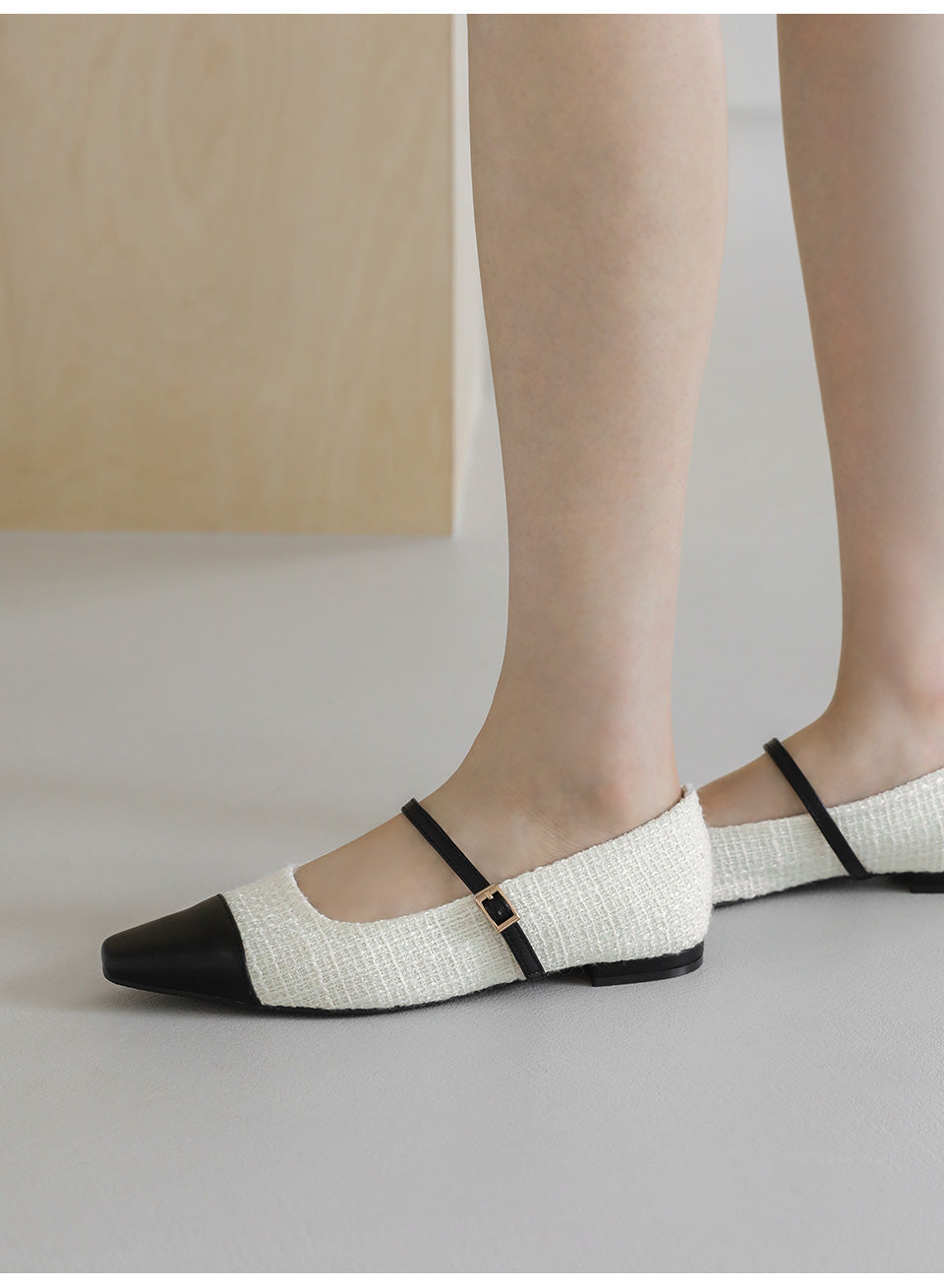 韓國 Sappun Lowell's Tweed Mary Jane Flats (1cm)【AU027】