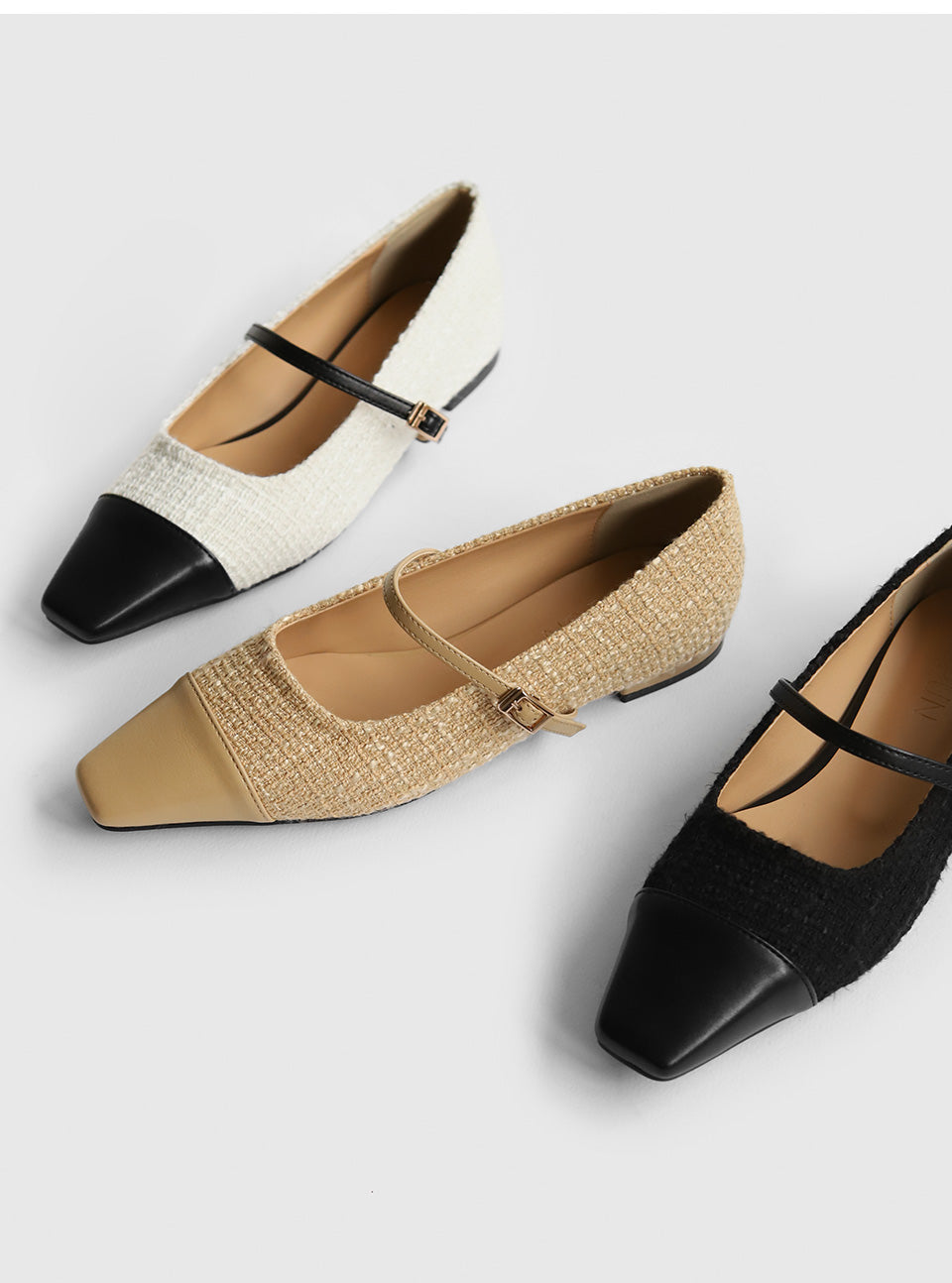 韓國 Sappun Lowell's Tweed Mary Jane Flats (1cm)【AU027】