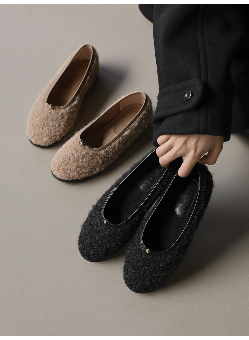 韓國 Sappun Bellamy Fur-lined Flats (1cm)【AU050】