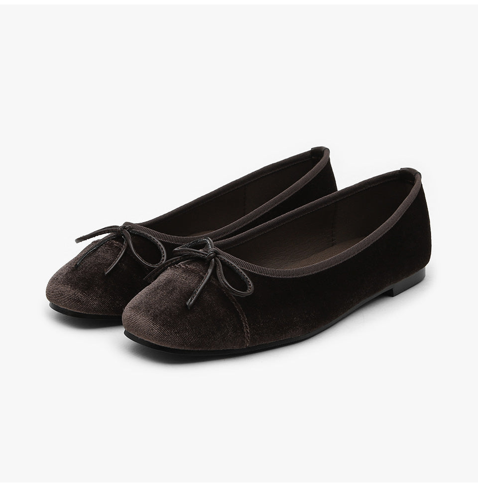 韓國 Sappun Aubrey Ribbon Velvet Flats (1cm)【AU021】