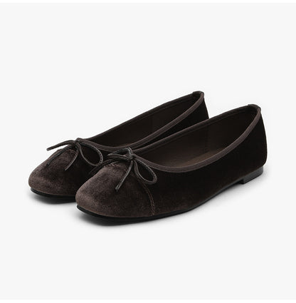 韓國 Sappun Aubrey Ribbon Velvet Flats (1cm)【AU021】