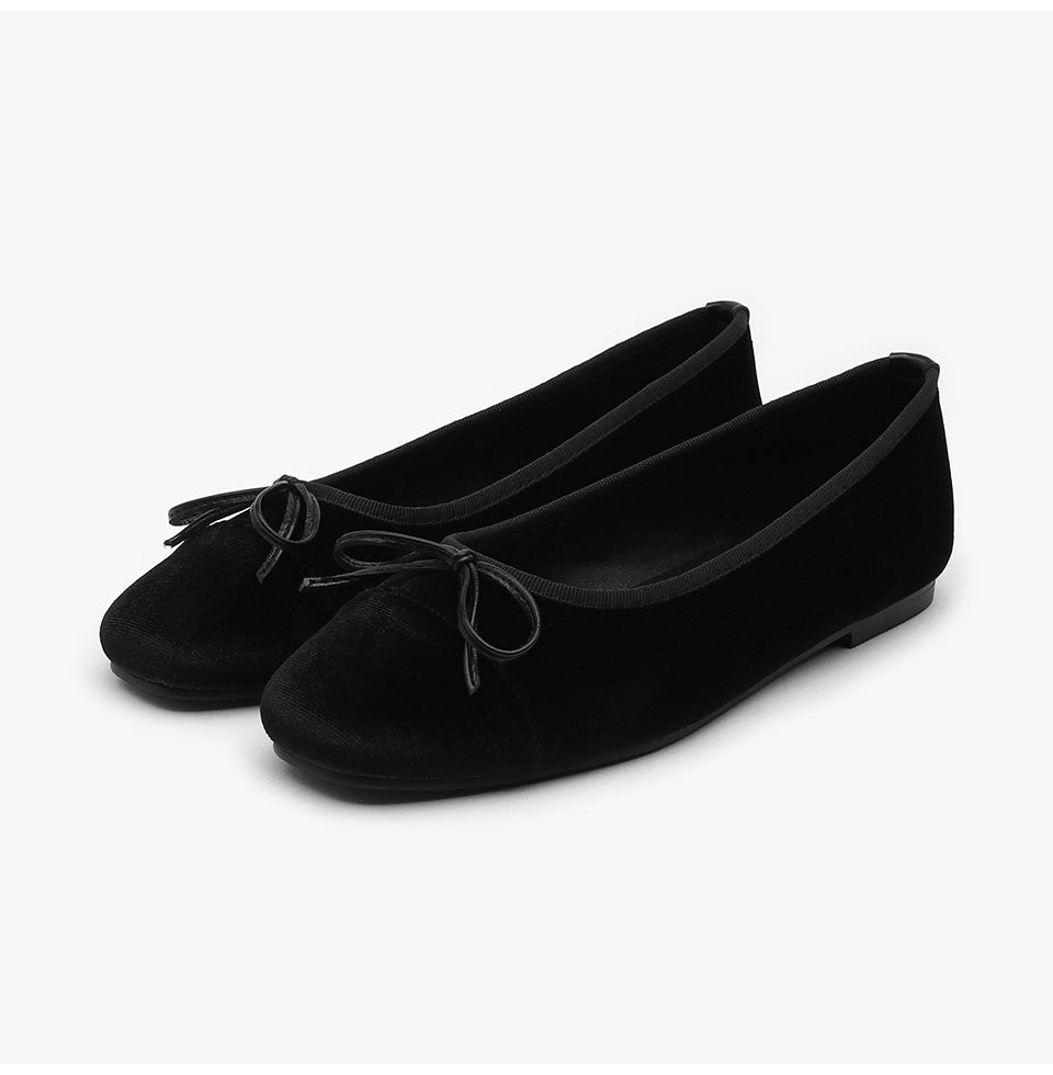 韓國 Sappun Aubrey Ribbon Velvet Flats (1cm)【AU021】