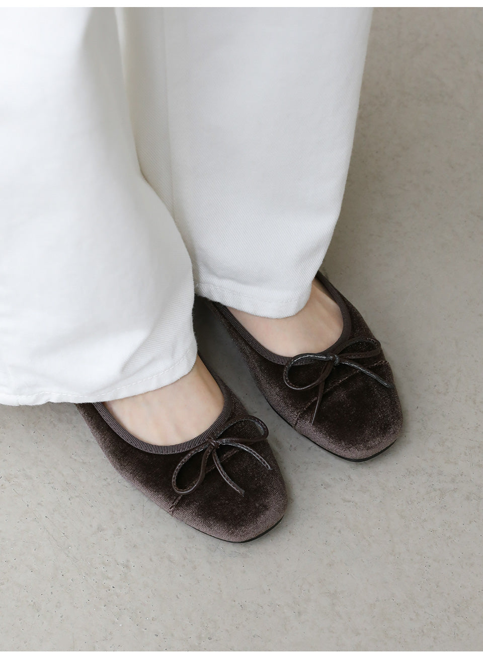 韓國 Sappun Aubrey Ribbon Velvet Flats (1cm)【AU021】