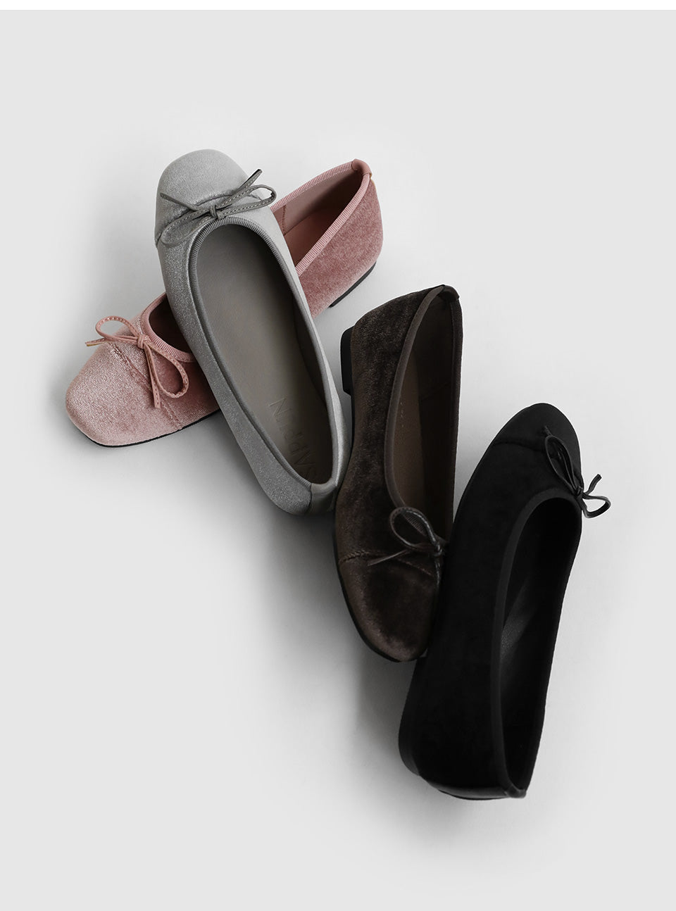 韓國 Sappun Aubrey Ribbon Velvet Flats (1cm)【AU021】