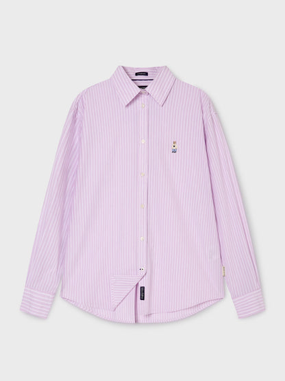 韓國 WhoAU Steve Loose Fit Striped Shirts【WA300】