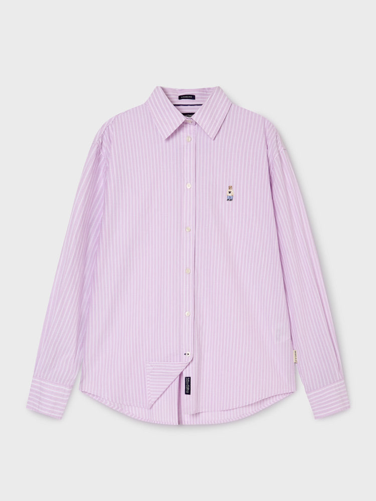 韓國 WhoAU Steve Loose Fit Striped Shirts【WA300】