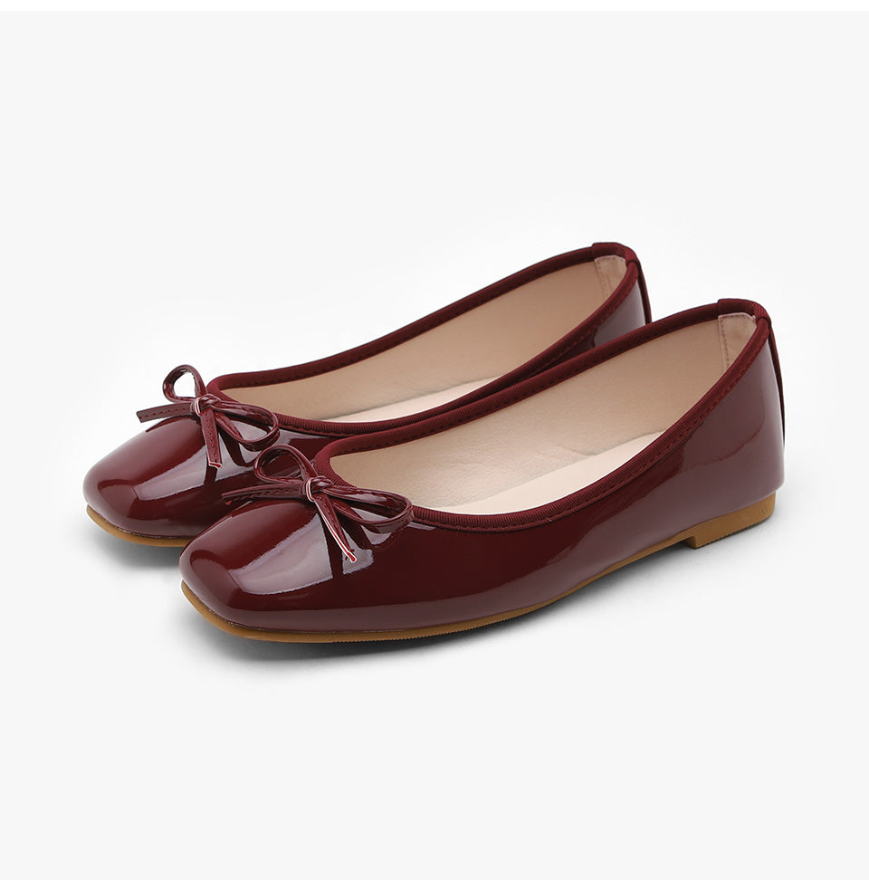 韓國 Sappun Erino Enamel Ribbon Flats (1cm)【AU032】