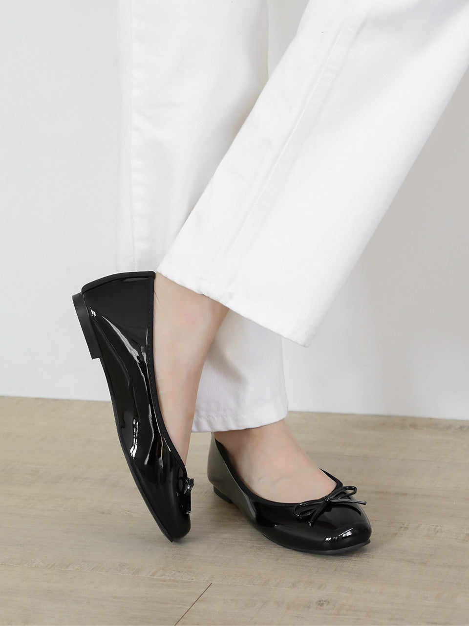 韓國 Sappun Erino Enamel Ribbon Flats (1cm)【AU032】